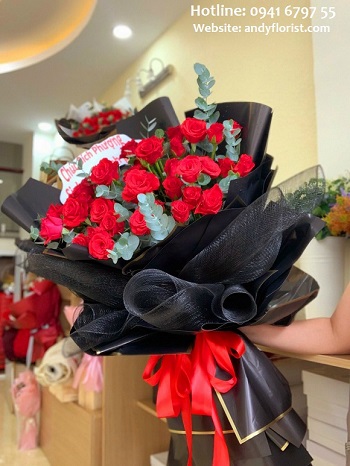 ADF840 - Bó Hồng Giấy Đen