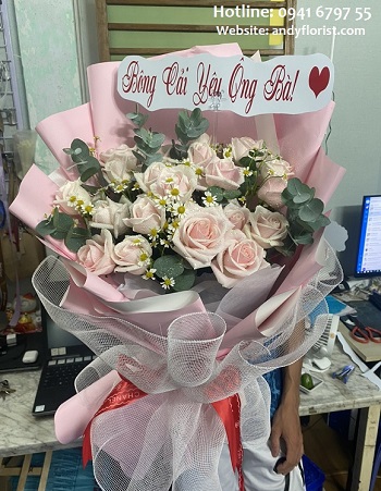ADF883 - Bó Hoa Màu Hồng