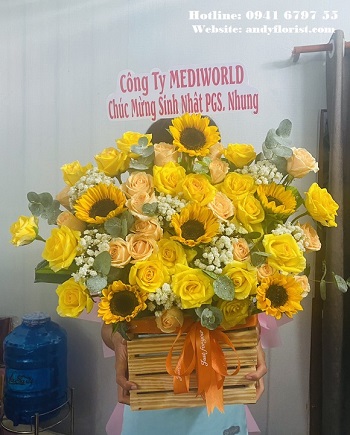 ADF978 - Lẵng Hồng Vàng Chanh