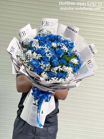 ADF1681 - Hoa Hồng Xanh Bó