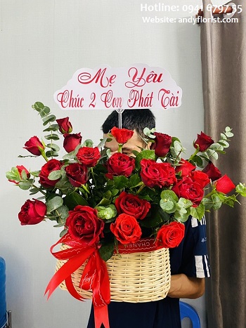 ADF1756 - Giỏ Hoa Hồng Đỏ