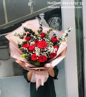 ADF1774 - Bó Hồng Đỏ Ớt