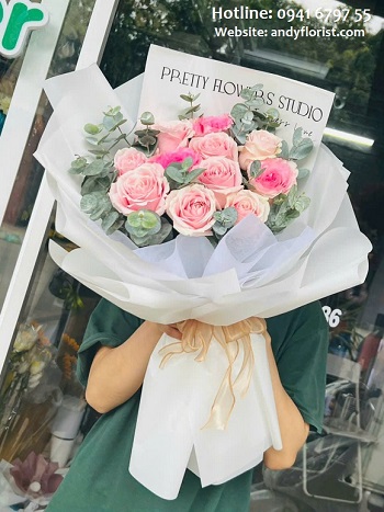 ADF2083 - Bó Hồng Nhạt