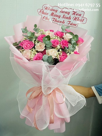 ADF2432 - Bó Hoa Hồng Sen