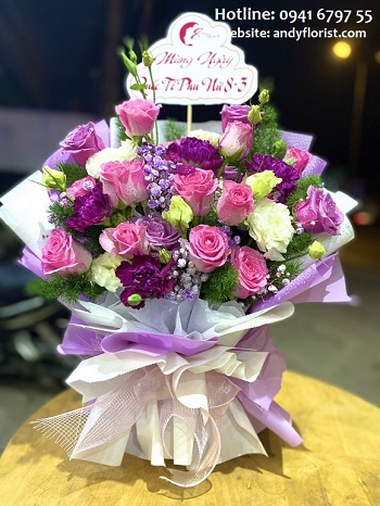 ADF2473 - Bó Hoa Tím Hồng