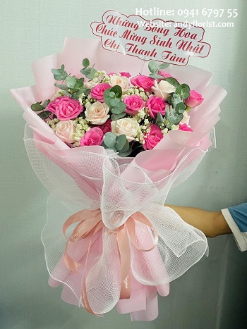 ADF2483 - Bó Hoa Hồng Hồng