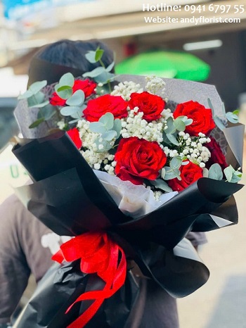 ADF2727 - Bó Hồng Đỏ Lưới